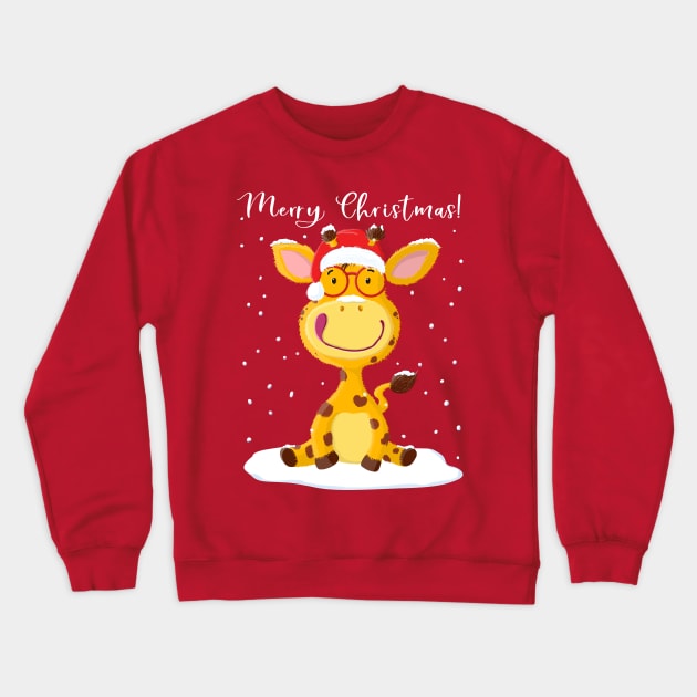 Gregor Giraffe Merry Christmas Crewneck Sweatshirt by brodyquixote